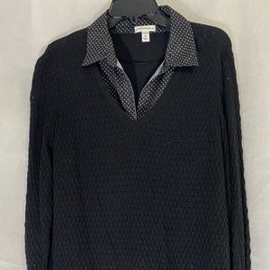 Craft & Barrow 1X Black sweater with attached blouse underneath.
